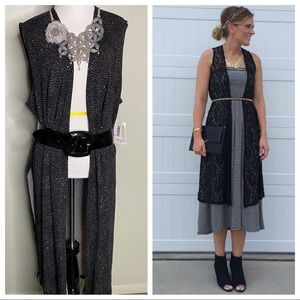 Lularoe Black and White Polkadot Joy Duster Vest